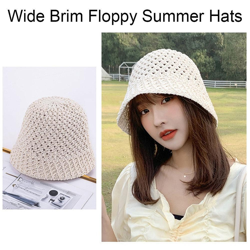 Bucket Hat Straw - Yeni Kızlar Güneş Şapkası Geniş Ağızlı