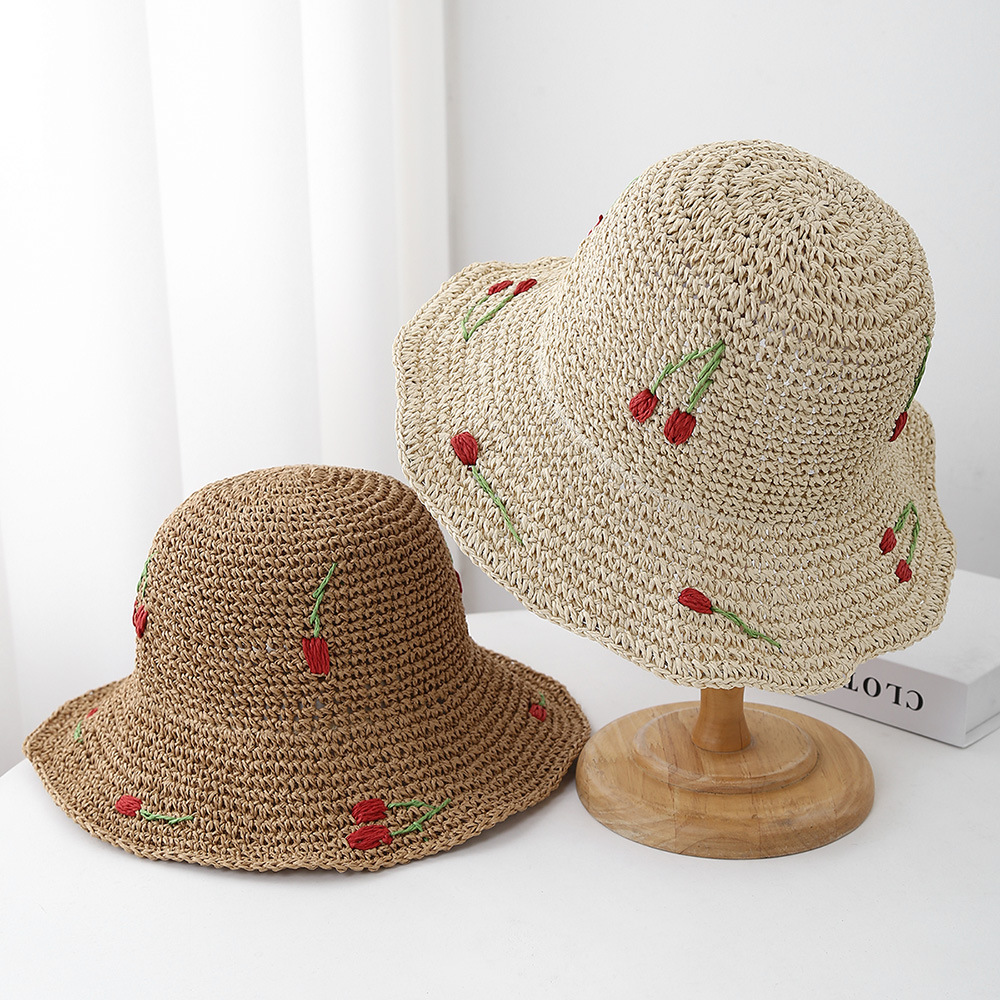 Bucket Hat Straw - Yazlık şapkalar kadınlar için güneş şapkası